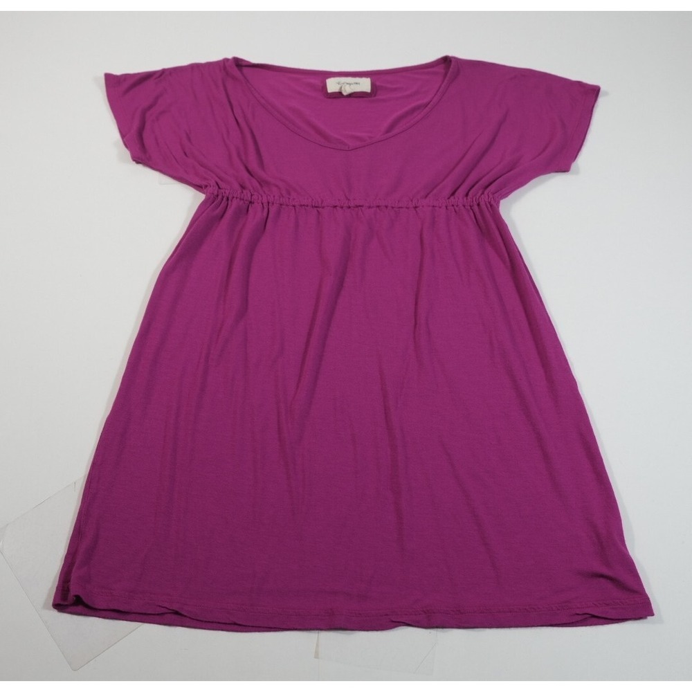 Heritage 1981 Tunic Dress Womens L Purple Y2K Empire Waist Short Sleeve Mini